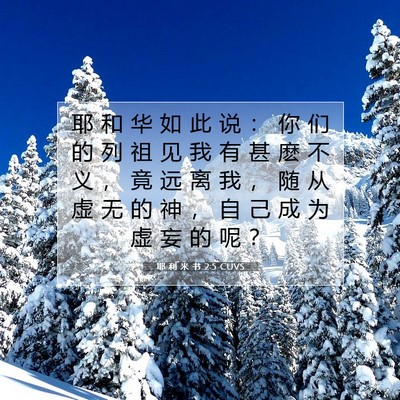 Picture 07 - 耶 利 米 书 2:5 CUVS - 耶 和 华 如 此 说 ： 你 们 的 列 祖 - Bible Verse Picture