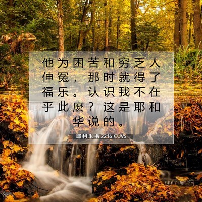 Picture 07 - 耶 利 米 书 22:16 CUVS - 他 为 困 苦 和 穷 乏 人 伸 冤 ， 那 - Bible Verse Picture