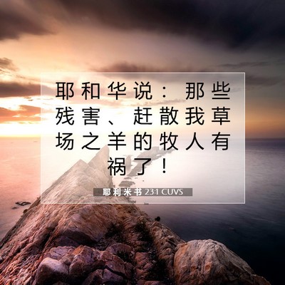Picture 07 - 耶 利 米 书 23:1 CUVS - 耶 和 华 说 ： 那 些 残 害 、 赶 散 - Bible Verse Picture