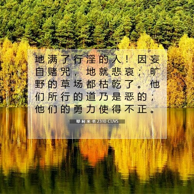 Picture 07 - 耶 利 米 书 23:10 CUVS - 地 满 了 行 淫 的 人 ！ 因 妄 自 赌 - Bible Verse Picture