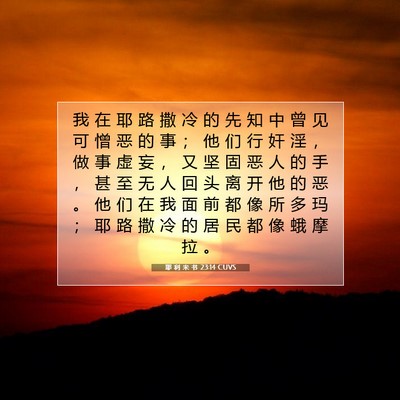 Picture 07 - 耶 利 米 书 23:14 CUVS - 我 在 耶 路 撒 冷 的 先 知 中 曾 见 - Bible Verse Picture