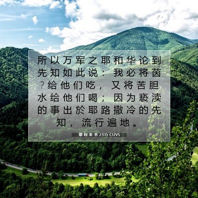 Picture 07 - 耶 利 米 书 23:15 CUVS - 所 以 万 军 之 耶 和 华 论 到 先 知 - Bible Verse Picture