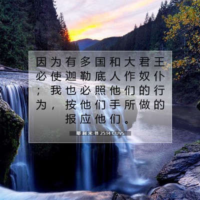 Picture 07 - 耶 利 米 书 25:14 CUVS - 因 为 有 多 国 和 大 君 王 必 使 迦 - Bible Verse Picture