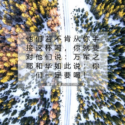 Picture 07 - 耶 利 米 书 25:28 CUVS - 他 们 若 不 肯 从 你 手 接 这 杯 喝 - Bible Verse Picture