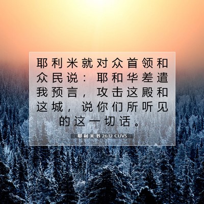 Picture 07 - 耶 利 米 书 26:12 CUVS - 耶 利 米 就 对 众 首 领 和 众 民 说 - Bible Verse Picture