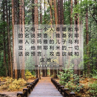 Picture 07 - 耶 利 米 书 26:20 CUVS - （ 又 有 一 个 人 奉 耶 和 华 的 名 - Bible Verse Picture