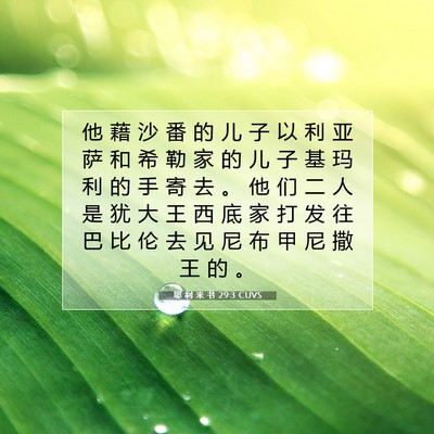 Picture 07 - 耶 利 米 书 29:3 CUVS - 他 藉 沙 番 的 儿 子 以 利 亚 萨 和 - Bible Verse Picture