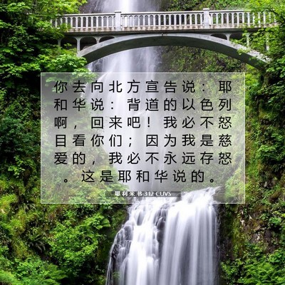Picture 07 - 耶 利 米 书 3:12 CUVS - 你 去 向 北 方 宣 告 说 ： 耶 和 华 - Bible Verse Picture