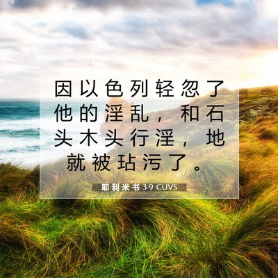 Picture 07 - 耶 利 米 书 3:9 CUVS - 因 以 色 列 轻 忽 了 他 的 淫 乱 ， - Bible Verse Picture