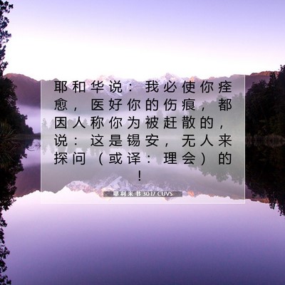 Picture 07 - 耶 利 米 书 30:17 CUVS - 耶 和 华 说 ： 我 必 使 你 痊 愈 ， - Bible Verse Picture