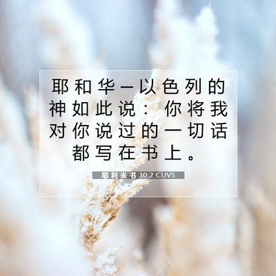 Picture 07 - 耶 利 米 书 30:2 CUVS - 耶 和 华 ─ 以 色 列 的 神 如 此 说 - Bible Verse Picture