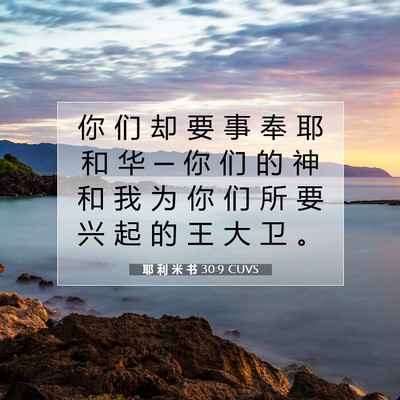 Picture 07 - 耶 利 米 书 30:9 CUVS - 你 们 却 要 事 奉 耶 和 华 ─ 你 们 - Bible Verse Picture