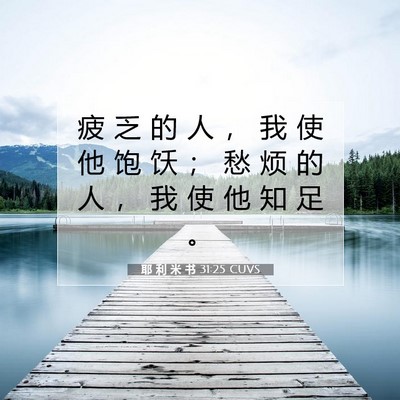 Picture 07 - 耶 利 米 书 31:25 CUVS - 疲 乏 的 人 ， 我 使 他 饱 饫 ； 愁 - Bible Verse Picture