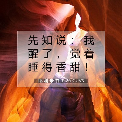 Picture 07 - 耶 利 米 书 31:26 CUVS - 先 知 说 ： 我 醒 了 ， 觉 着 睡 得 - Bible Verse Picture