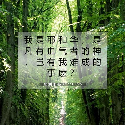 Picture 07 - 耶 利 米 书 32:27 CUVS - 我 是 耶 和 华 ， 是 凡 有 血 气 者 - Bible Verse Picture