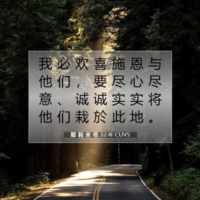 Picture 07 - 耶 利 米 书 32:41 CUVS - 我 必 欢 喜 施 恩 与 他 们 ， 要 尽 - Bible Verse Picture