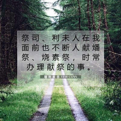 Picture 07 - 耶 利 米 书 33:18 CUVS - 祭 司 、 利 未 人 在 我 面 前 也 不 - Bible Verse Picture