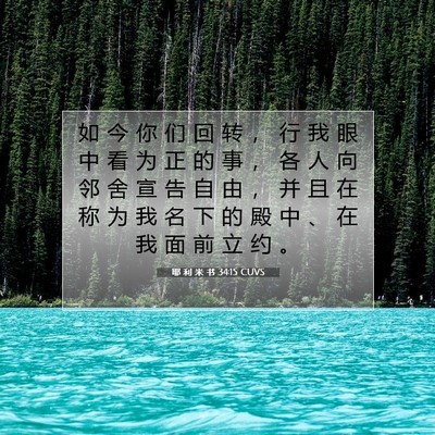 Picture 07 - 耶 利 米 书 34:15 CUVS - 如 今 你 们 回 转 ， 行 我 眼 中 看 - Bible Verse Picture