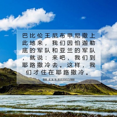 Picture 07 - 耶 利 米 书 35:11 CUVS - 巴 比 伦 王 尼 布 甲 尼 撒 上 此 地 - Bible Verse Picture