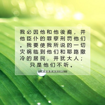 Picture 07 - 耶 利 米 书 36:31 CUVS - 我 必 因 他 和 他 後 裔 ， 并 他 臣 - Bible Verse Picture