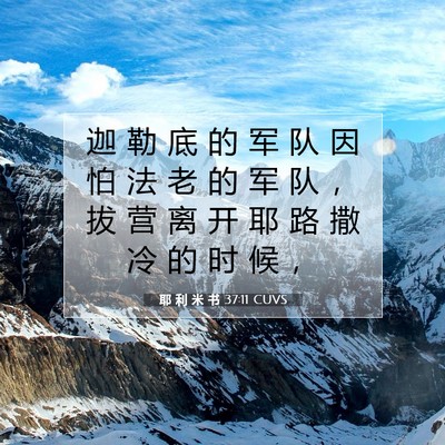Picture 07 - 耶 利 米 书 37:11 CUVS - 迦 勒 底 的 军 队 因 怕 法 老 的 军 - Bible Verse Picture