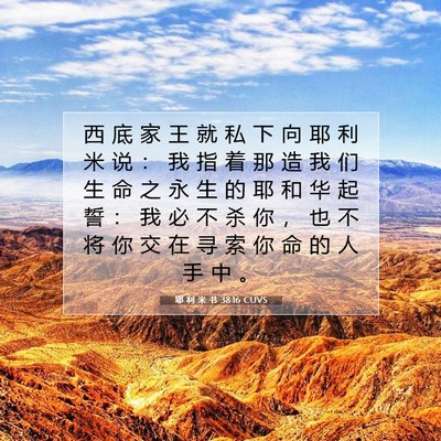 Picture 07 - 耶 利 米 书 38:16 CUVS - 西 底 家 王 就 私 下 向 耶 利 米 说 - Bible Verse Picture