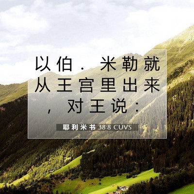 Picture 07 - 耶 利 米 书 38:8 CUVS - 以 伯 ． 米 勒 就 从 王 宫 里 出 来 - Bible Verse Picture