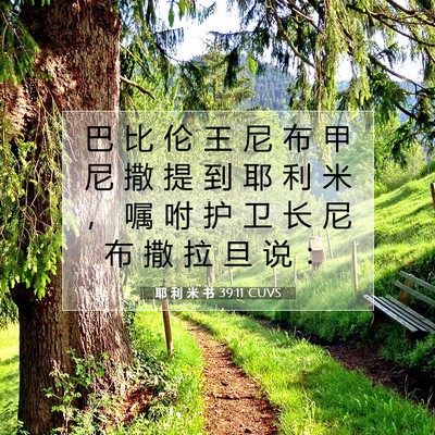 Picture 07 - 耶 利 米 书 39:11 CUVS - 巴 比 伦 王 尼 布 甲 尼 撒 提 到 耶 - Bible Verse Picture