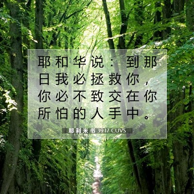 Picture 07 - 耶 利 米 书 39:17 CUVS - 耶 和 华 说 ： 到 那 日 我 必 拯 救 - Bible Verse Picture