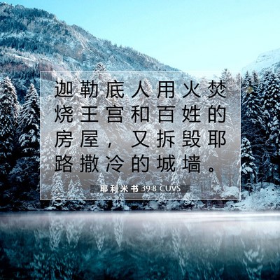 Picture 07 - 耶 利 米 书 39:8 CUVS - 迦 勒 底 人 用 火 焚 烧 王 宫 和 百 - Bible Verse Picture