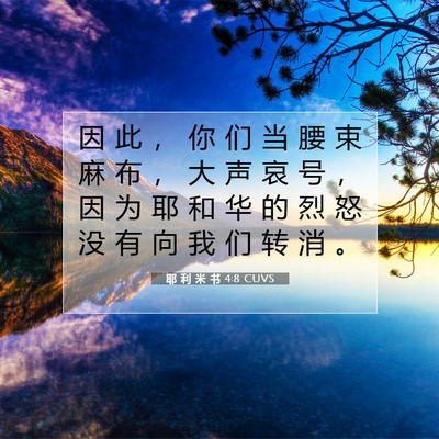 Picture 07 - 耶 利 米 书 4:8 CUVS - 因 此 ， 你 们 当 腰 束 麻 布 ， 大 - Bible Verse Picture