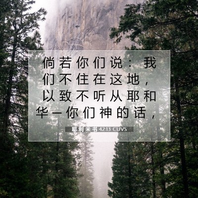 Picture 07 - 耶 利 米 书 42:13 CUVS - 倘 若 你 们 说 ： 我 们 不 住 在 这 - Bible Verse Picture