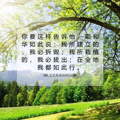 Picture 07 - 耶 利 米 书 45:4 CUVS - 你 要 这 样 告 诉 他 ， 耶 和 华 如 - Bible Verse Picture