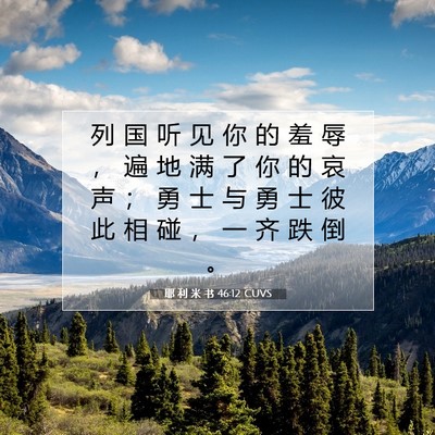 Picture 07 - 耶 利 米 书 46:12 CUVS - 列 国 听 见 你 的 羞 辱 ， 遍 地 满 - Bible Verse Picture