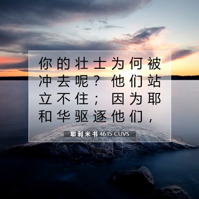 Picture 07 - 耶 利 米 书 46:15 CUVS - 你 的 壮 士 为 何 被 冲 去 呢 ？ 他 - Bible Verse Picture