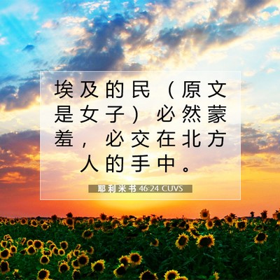 Picture 07 - 耶 利 米 书 46:24 CUVS - 埃 及 的 民 （ 原 文 是 女 子 ） 必 - Bible Verse Picture