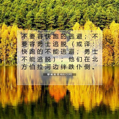 Picture 07 - 耶 利 米 书 46:6 CUVS - 不 要 容 快 跑 的 逃 避 ； 不 要 容 - Bible Verse Picture