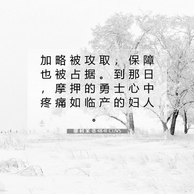 Picture 07 - 耶 利 米 书 48:41 CUVS - 加 略 被 攻 取 ， 保 障 也 被 占 据 - Bible Verse Picture