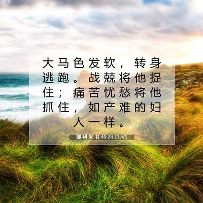 Picture 07 - 耶 利 米 书 49:24 CUVS - 大 马 色 发 软 ， 转 身 逃 跑 。 战 - Bible Verse Picture