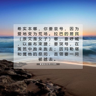 Picture 07 - 耶 利 米 书 49:3 CUVS - 希 实 本 哪 ， 你 要 哀 号 ， 因 为 - Bible Verse Picture