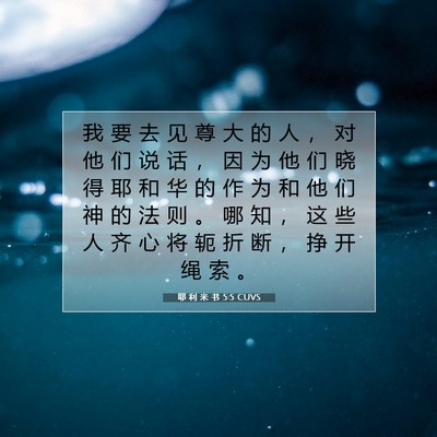 Picture 07 - 耶 利 米 书 5:5 CUVS - 我 要 去 见 尊 大 的 人 ， 对 他 们 - Bible Verse Picture