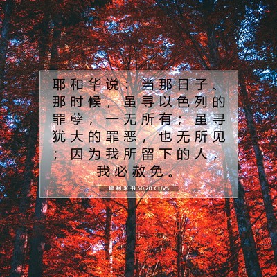 Picture 07 - 耶 利 米 书 50:20 CUVS - 耶 和 华 说 ： 当 那 日 子 、 那 时 - Bible Verse Picture