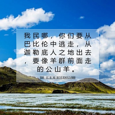 Picture 07 - 耶 利 米 书 50:8 CUVS - 我 民 哪 ， 你 们 要 从 巴 比 伦 中 - Bible Verse Picture