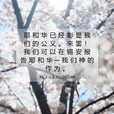 Picture 07 - 耶 利 米 书 51:10 CUVS - 耶 和 华 已 经 彰 显 我 们 的 公 义 - Bible Verse Picture