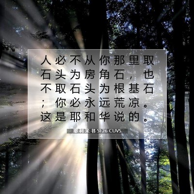 Picture 07 - 耶 利 米 书 51:26 CUVS - 人 必 不 从 你 那 里 取 石 头 为 房 - Bible Verse Picture