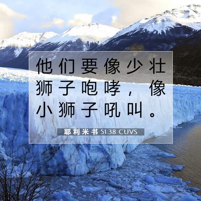 Picture 07 - 耶 利 米 书 51:38 CUVS - 他 们 要 像 少 壮 狮 子 咆 哮 ， 像 - Bible Verse Picture
