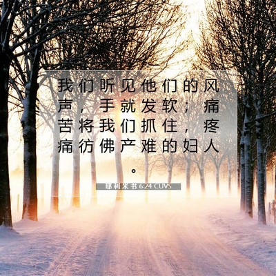 Picture 07 - 耶 利 米 书 6:24 CUVS - 我 们 听 见 他 们 的 风 声 ， 手 就 - Bible Verse Picture