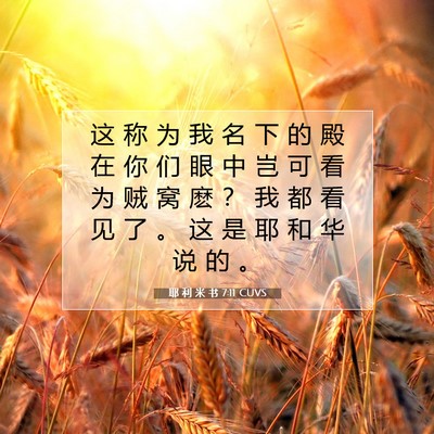 Picture 07 - 耶 利 米 书 7:11 CUVS - 这 称 为 我 名 下 的 殿 在 你 们 眼 - Bible Verse Picture