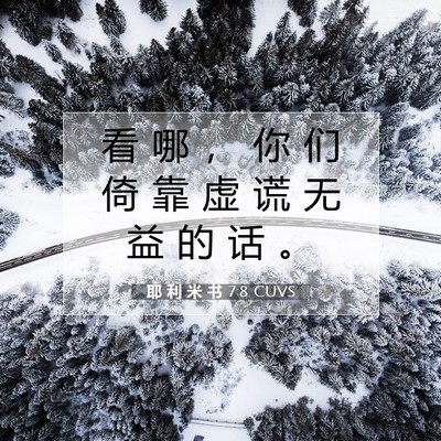 Picture 07 - 耶 利 米 书 7:8 CUVS - 看 哪 ， 你 们 倚 靠 虚 谎 无 益 的 - Bible Verse Picture