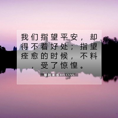 Picture 07 - 耶 利 米 书 8:15 CUVS - 我 们 指 望 平 安 ， 却 得 不 着 好 - Bible Verse Picture